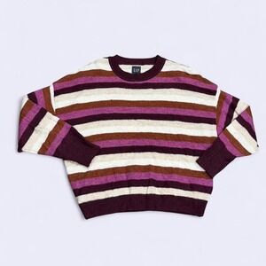 GAP‎ Striped Crewneck Sweater Multicolor Medium Relaxed Fit Casual Cozy Academia